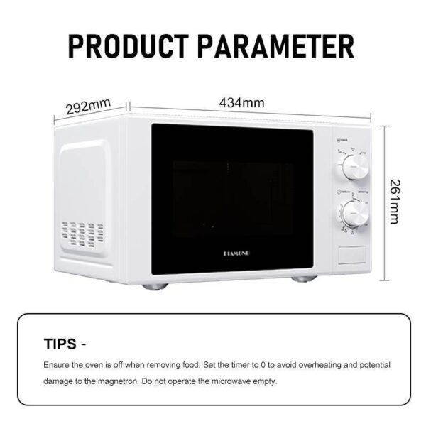 DB-MW01 Diamond 20L Manual Microwave Oven - Image 8