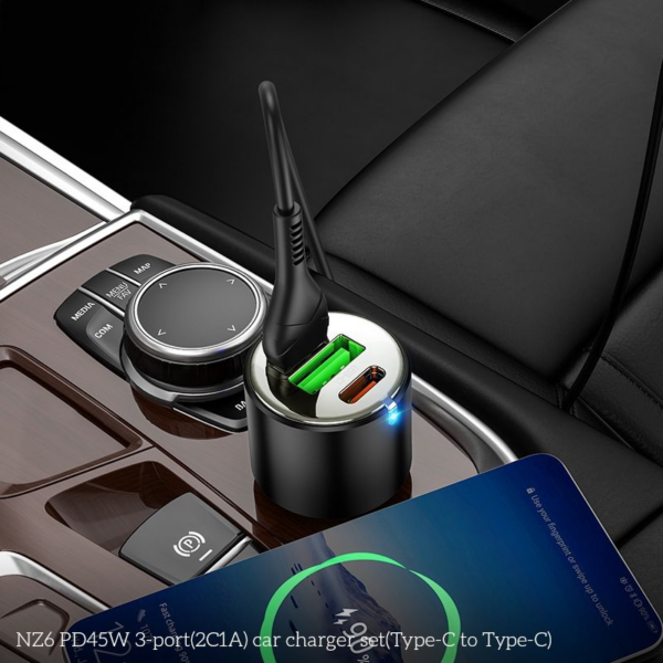 Dual-Port Powerhouse for Fast and Efficient Car Charging Hoco NZ6 45W - Image 3